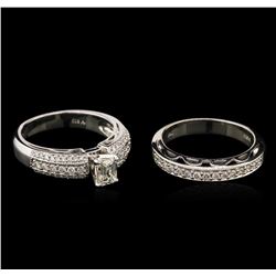 1.58ctw Diamond Wedding Ring Set - 14KT White Gold