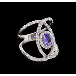 0.73ct Tanzanite and Diamond Ring - 14KT White Gold