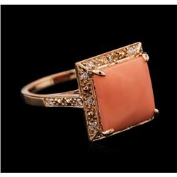 5.36ct Pink Coral and Diamond Ring - 14KT Rose Gold