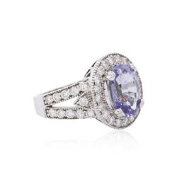 14KT White Gold 3.61ct Tourmaline and Diamond Ring