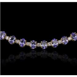 14KT Yellow Gold 38.71ctw Tanzanite and Diamond Necklace