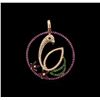 Image 1 : 1.03ctw Ruby, Tsavorite, and Diamond Pendant - 18KT Rose Gold