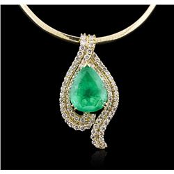 14KT-18KT Yellow Gold GIA Certified 40.62ct Emerald & Diamond Pendant With Chain