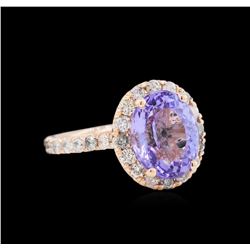 4.04ct Tanzanite and Diamond Ring - 14KT Rose Gold