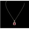 Image 2 : 14KT Yellow Gold 7.91ctw Ruby and Diamond Pendant With Chain