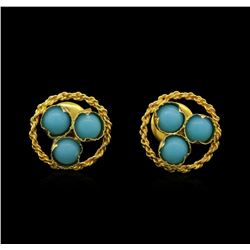 14KT Yellow Gold Turquoise Earrings