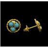 Image 2 : 14KT Yellow Gold Turquoise Earrings