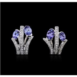 14KT White Gold 2.54ctw Tanzanite and Diamond Earrings