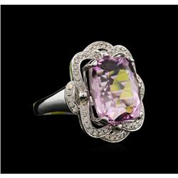 11.93ct Kunzite and Diamond Ring - 14KT White Gold