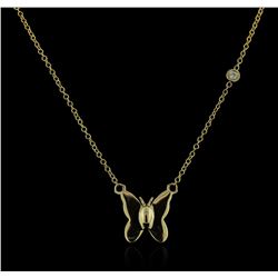 14KT Yellow Gold 0.03ct Diamond Butterfly Necklace