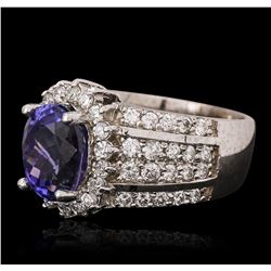 14KT White Gold 3.88ct Tanzanite and Diamond Ring