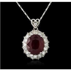 14KT White Gold 10.99ct Ruby and Diamond Pendant With Chain