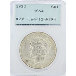 1922 PCGS MS64 Peace Silver Dollar