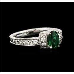 14KT White Gold 0.75ct Emerald and Diamond Ring