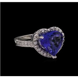 14KT White Gold 5.91ct Tanzanite and Diamond Ring