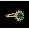 Image 1 : 0.80ct Emerald and Diamond Ring - 18KT Yellow Gold