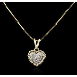 14KT Yellow Gold 0.10ctw Diamond Heart Pendant With Chain