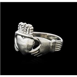 14KT White Gold Heart and Crown Ring