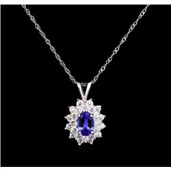 0.76ct Tanzanite and Diamond Pendant With Chain - 18KT White Gold