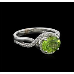 1.82ct Peridot and Diamond Ring - 14KT White Gold