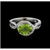 Image 2 : 1.82ct Peridot and Diamond Ring - 14KT White Gold