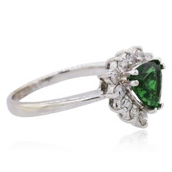 18KT White Gold 1.15ct Green Tourmaline and Diamond Ring