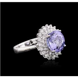 14KT White Gold 4.36ct Tanzanite and Diamond Ring