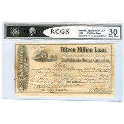 1864 Treasury Department of CSA 15 Million Loan RCGS Very Fine 30