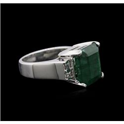 14KT White Gold 6.73ct Emerald and Diamond Ring