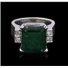 Image 2 : 14KT White Gold 6.73ct Emerald and Diamond Ring