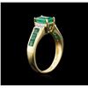 Image 3 : 14KT Yellow Gold 1.56ctw Emerald and Diamond Ring