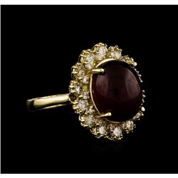 14KT Yellow Gold 7.61ct Ruby and Diamond Ring