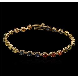 9.60ctw Multi Color Sapphire Bracelet - 14KT Yellow Gold