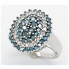 Image 4 : 2.00ctw Blue and White Diamond Ring - 10KT White Gold