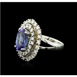 14KT White Gold 4.20ct Tanzanite and Diamond Ring