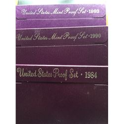 1984, 1990, 1993 proof mint sets