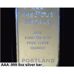 5oz .999 pure silver bar