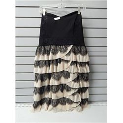 City Chic Strapless black cocktail with lace ruffle