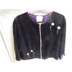 PURPLE VELVET JACKET WITH ZIPPER - WEAR NOW - SIZE 6