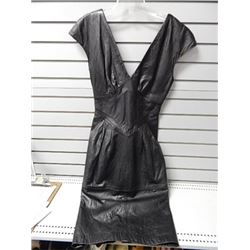 Sz 6 Club Pelle Black leather sleeveless sundress