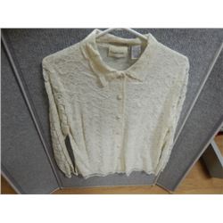 WHITE LACE BLOUSE - TRADITION - SIZE 12 LACE/LINED/LS