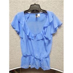 SHIRT WOMANS - DIVIDED - BLUE SEE THROUGH TOP - SIZE 12