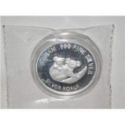 ROUNDS - .999 FINE SILVER AUSTRALIA MINT "KOALA" ROUND - 5 GRAMS - ONLY 1000 MINTED - TAX EXEMPT