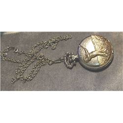 POCKET WATCH - WITH HINGED LID - ON CHAIN - GOLFING