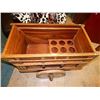 Image 2 : HAND CRAFTED AND PAINT BAR SERVING CART - FOLK ART DESIGN - INCLUDED TWO TRAYS AND STORAGE FOR 9 BOT