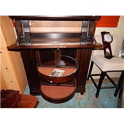 NEW JENSEN STORAGE BAR - MAHOGANY - WITH MIRRORED BACK - ROTATING STORAGE, SIDE DOOR STORAGE - needs