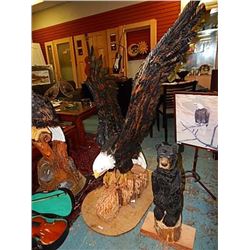 UNIQUE CHAIN SAW CARVING - LARGE - BALD EAGLE - SPREAD WINGS - 62 X 53" WINGS - 28"