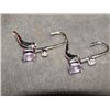 Image 1 : EARRING - NEW - 1.10 CTW PURPLE AMETHYST & DIAMOND EARRINGS - LEVER BACK - STERLING SILVER SETTING -