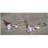 Image 2 : EARRING - NEW - 1.10 CTW PURPLE AMETHYST & DIAMOND EARRINGS - LEVER BACK - STERLING SILVER SETTING -