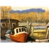 Image 2 : 'BOAT YARD' - PITT RIVER, 8" X 10" OIL ON BOARD BY P. DEVEREUX HODGSON